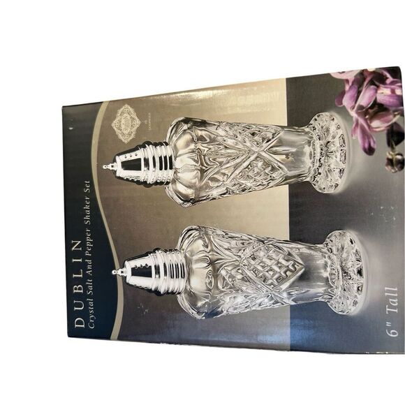 Dublin Shannon 6" crystal salt pepper set new - Picture 1 of 7